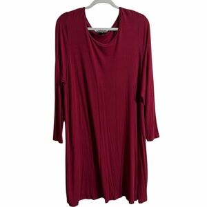 Ellos Deep Red Burgundy Garment Women Sz Large Crewneck Shaft Relaxed Dress‎